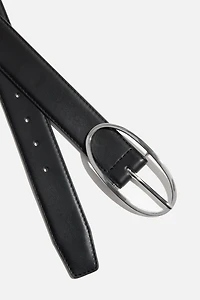 Oval Slim Faux Leather Belt