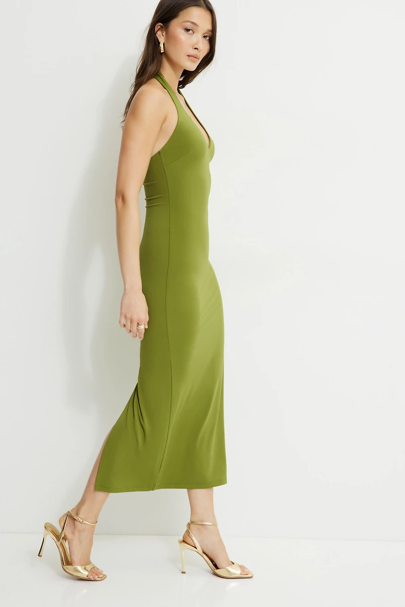 Robe maxi sculptante à col licou plongeant
