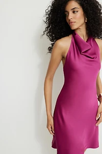 Halter Satin Mini Dress