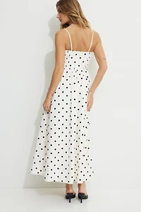 Polka Dot Bustier Poplin Maxi Dress