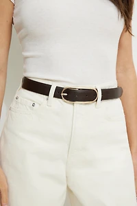 Ceinture mince en faux cuir à boucle ovale