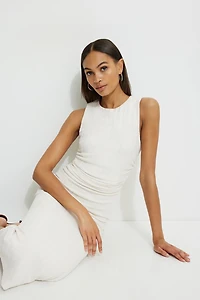Robe maxi froncée et texturée