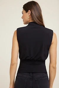 Mockneck Top With Shoulder Pads