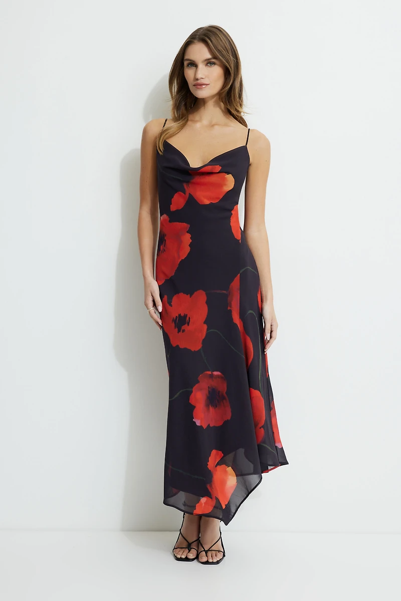 Celeste Asymmetric Maxi Slip Dress