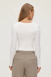 Justaucorps sculptant à col plongeant profond