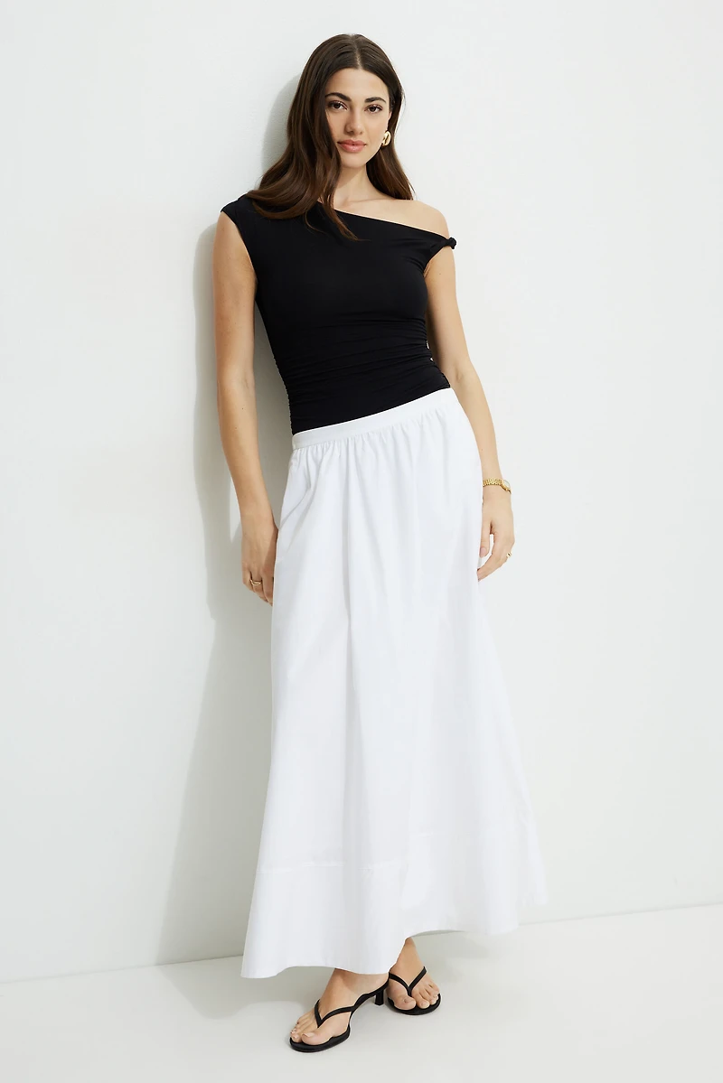 Jupe maxi volumineuse en popeline Lily