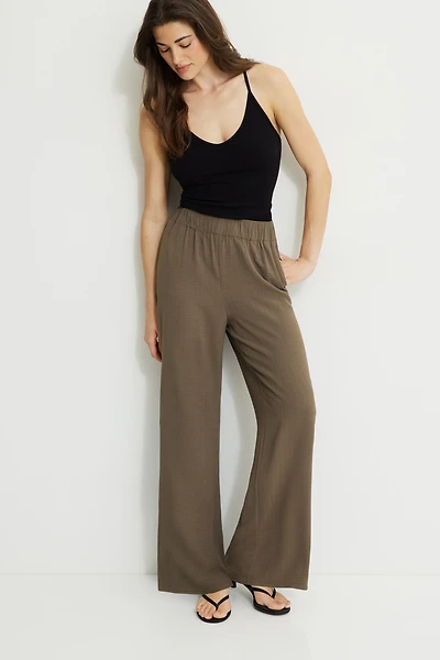 Pantalon à enfiler jambe large