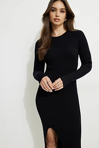 Slit Midi Sweater Dress
