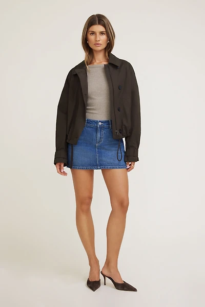 High Rise Denim Mini Skort