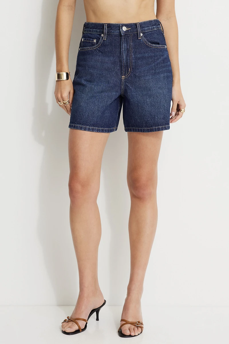 Charlie High Rise A Line Denim Shorts