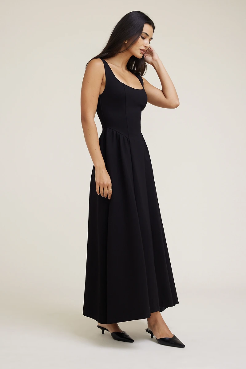 Scoop Flared Ponte Maxi Dress