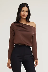 Off Shoulder Satin Blouse
