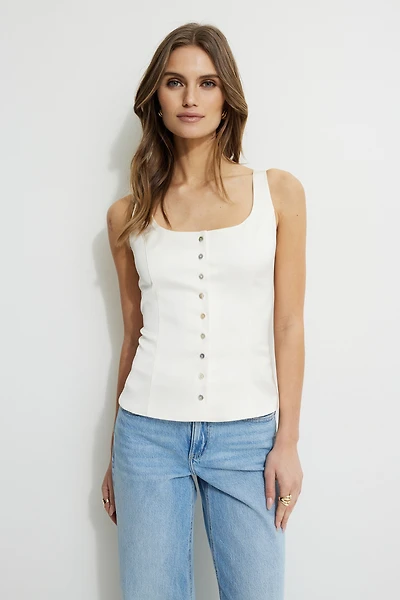 Satin Button Up Tank Top