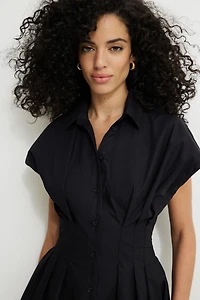 Minirobe t-shirt évasée en popeline