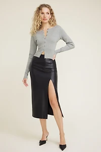 Sara Ribbed Cinch Hem Cardigan