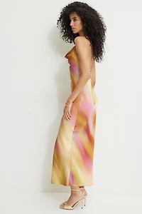 Cowl Neck Satin Maxi Slip Dress