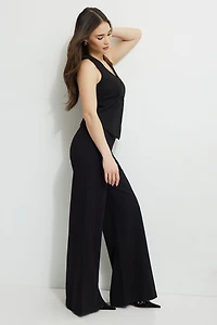 Pantalon à jambe large en tricot point de Rome