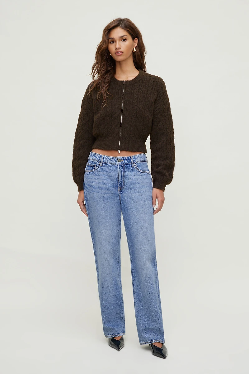 Chandail zippé à mailles torsadées