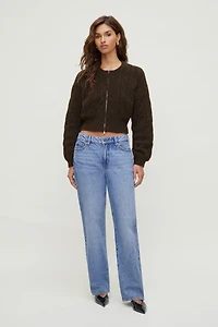 Chandail zippé à mailles torsadées