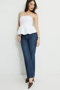 Peplum Poplin Tube Top