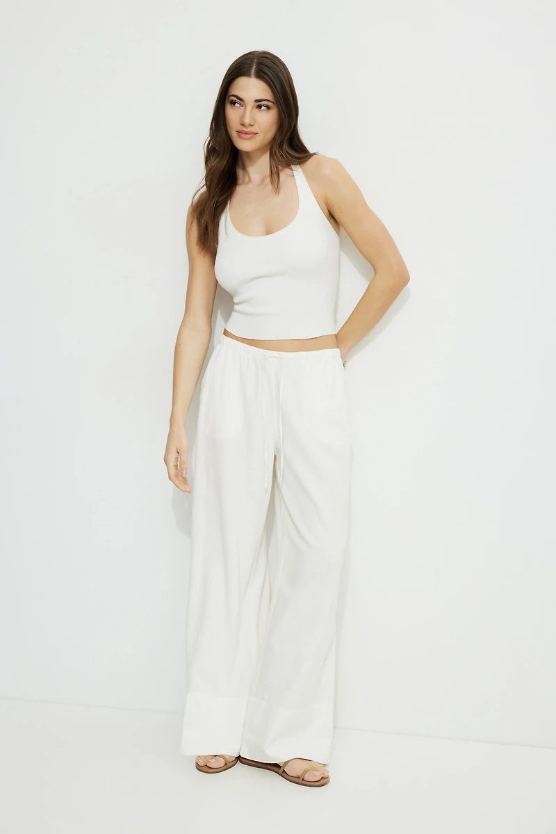 Pantalon à jambe large en lin Leo