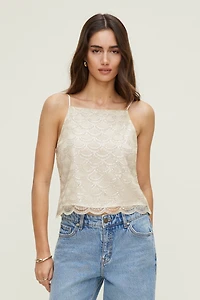 Scalloped Sequin Cami Top