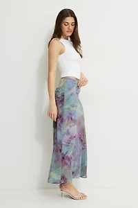 Printed Mermaid Maxi Skirt