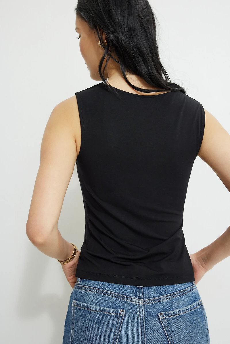 Draped Jersey Tank Top