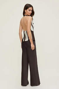 Camila Halter Cowl Neck Satin Blouse