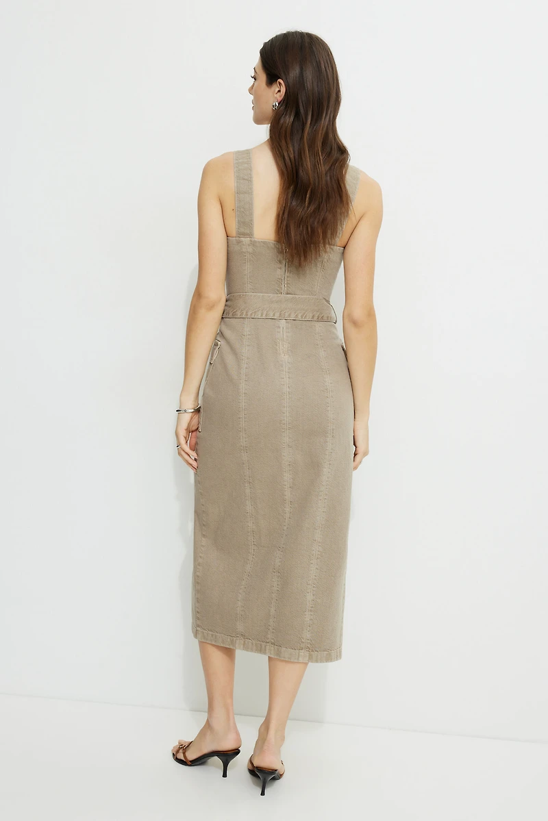 Robe safari maxi en denim