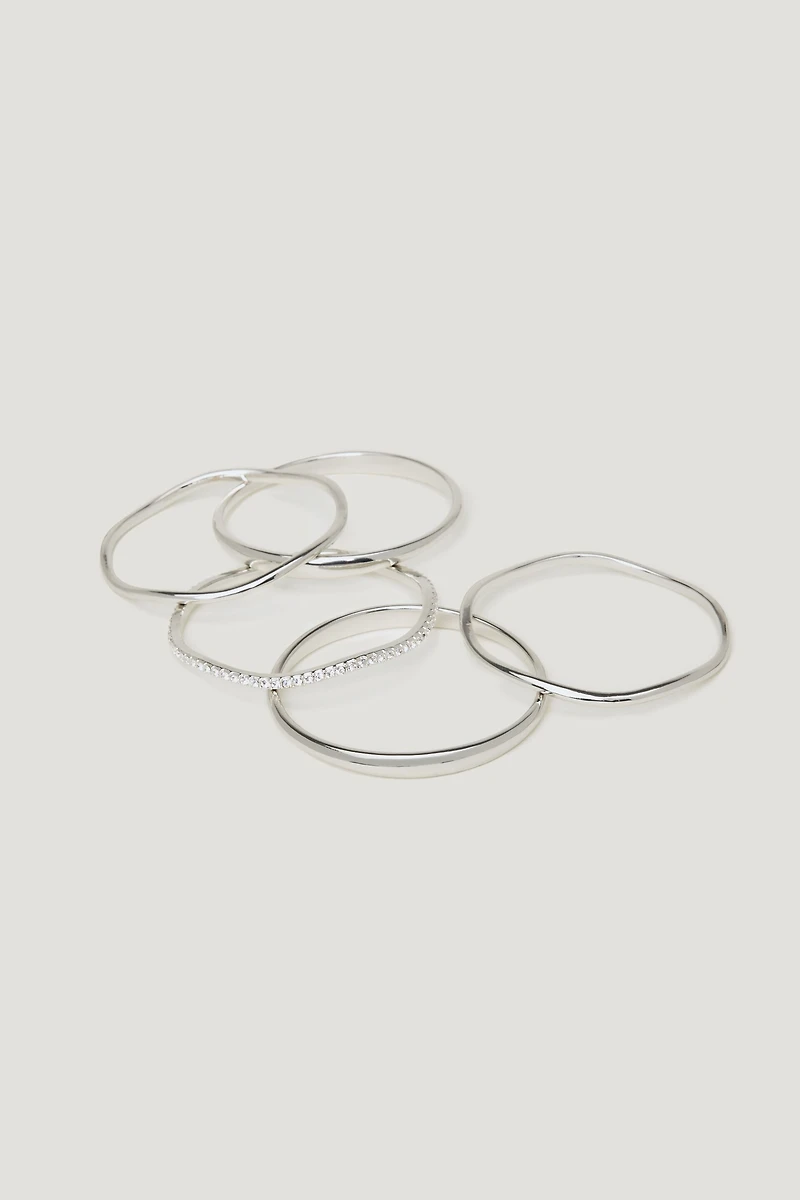 Ensemble de 5 bracelets rigides à pierres