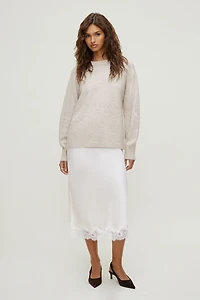 Lace Satin Midi Skirt