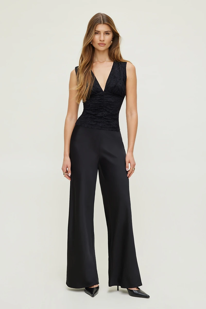 Camisole froncée en dentelle