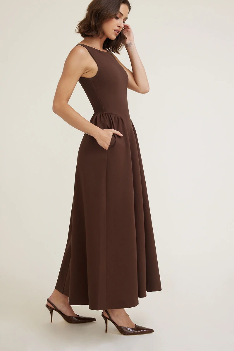 Iris Flared Ponte Maxi Dress