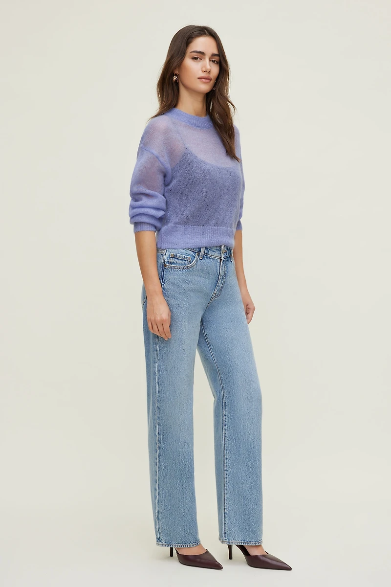 Chandail à manches bouffantes en mohair de première qualité