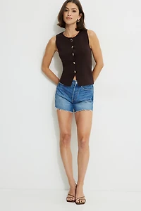 Vera Crewneck Button Up Sweater Vest