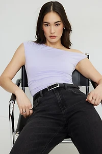 Single Shoulder Draped Jersey Bodysuit