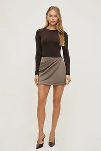 Draped Satin Mini Skirt
