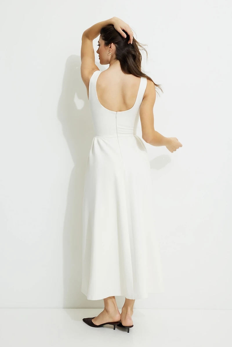 Robe maxi évasée en tricot point de Rome