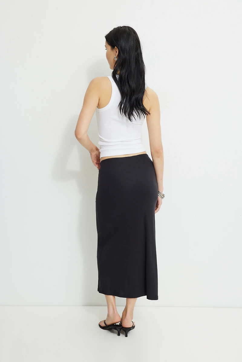Jupe midi de style nuisette en jersey à picot