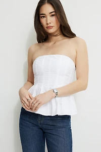 Peplum Poplin Tube Top