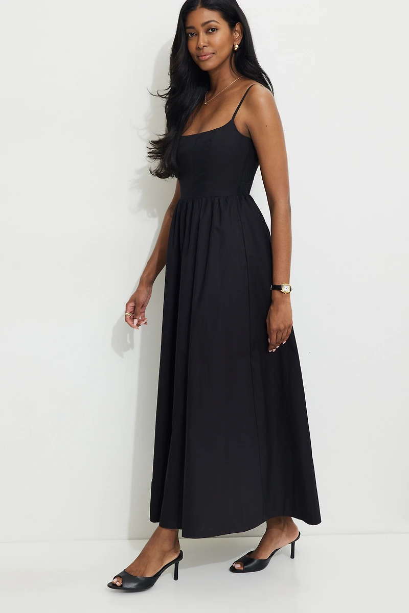 Bustier Poplin Maxi Dress