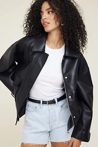 Blouson aviateur ample en faux cuir