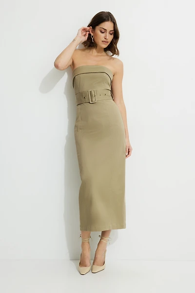 Robe tube midi ceinturée