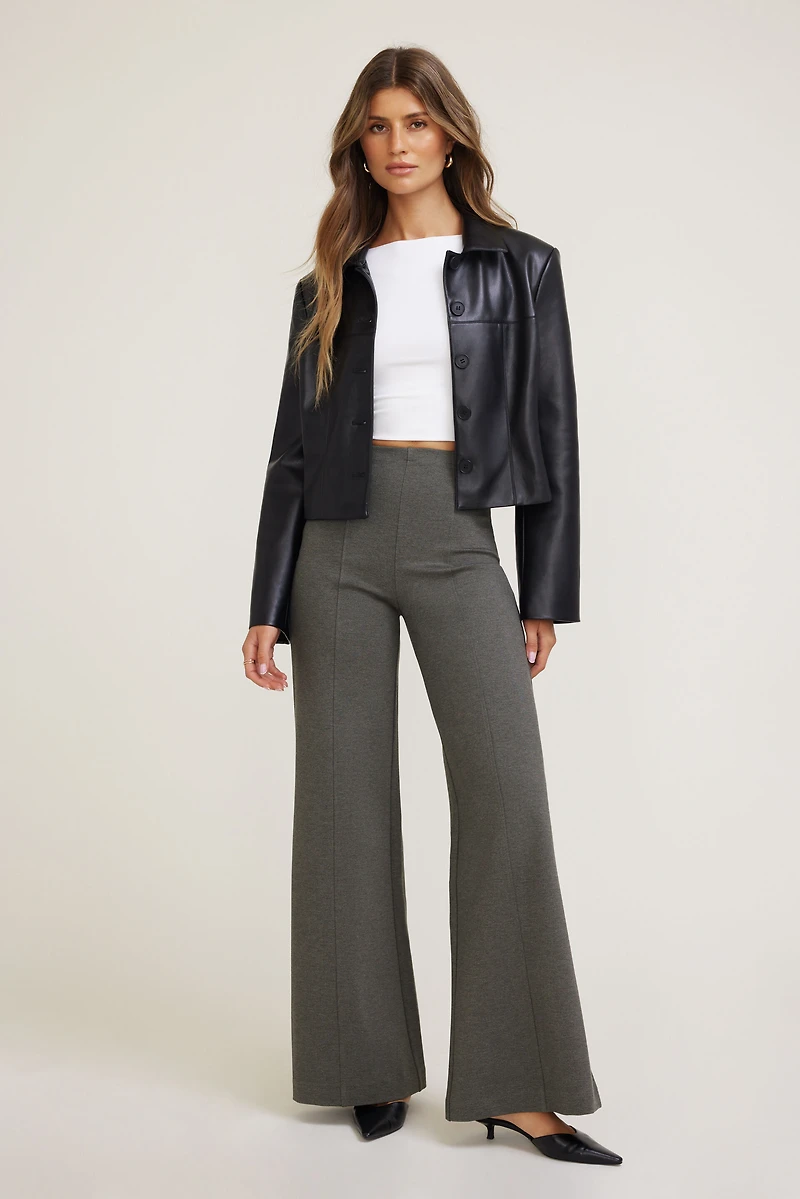 Pantalon à jambe large en tricot point de Rome
