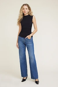 Shirred Mini Mock Cotton Spandex Top