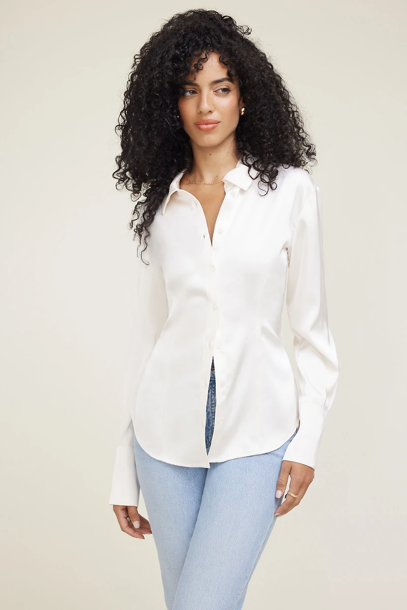 Eva Cinched Satin Shirt