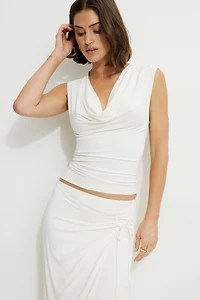 Camisole drapée en jersey à col châle