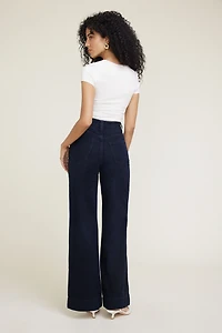 Jean à taille ultra-haute et jambe large colonne Lennon