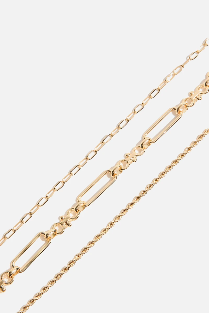 Ensemble de 3 colliers en chaîne déco